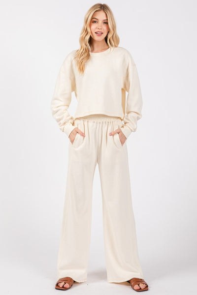 RIBBED KNIT LOUNGE PANTS (CREAM) – KaLi Trends