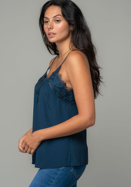 CAMI TOP WITH LACE TRIM (MIDNIGHT BLUE) – KaLi Trends