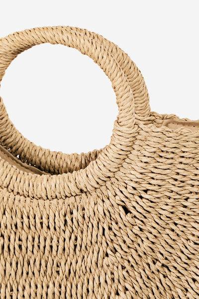 Half moon straw tote on sale