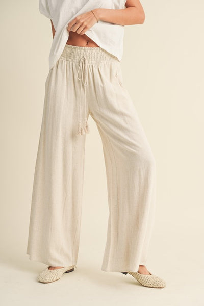 【BAON】Carton Linen Banding Wide Pants BAON】Carton Linen Banding Wide Pants Old Money Classic