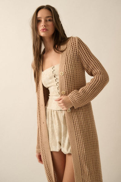 KaLi Trends MID-LENGTH KNIT SWEATER OPEN CARDIGAN