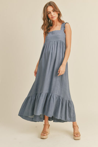 LINEN BLEND MAXI WITH BACK TIE Large
