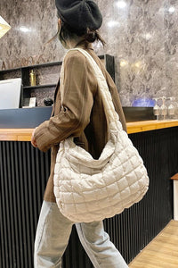QUILTED PUFFY CROSSBODY BAG in Beige