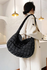 QUILTED PUFFY CROSSBODY BAG in Black