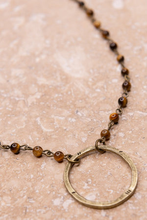 NOVA TIGER'S EYE NECKLACE with natural stones, bronze ring and lobster claw closure