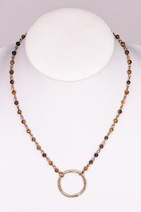 NOVA TIGER'S EYE NECKLACE with natural stones, bronze ring and lobster claw closure