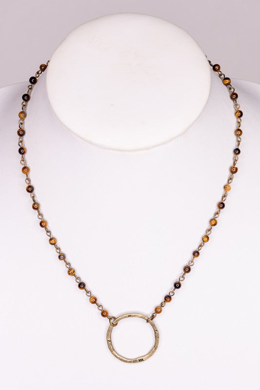 NOVA TIGER'S EYE NECKLACE with natural stones, bronze ring and lobster claw closure