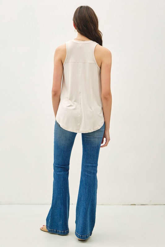 V-NECK RACERBACK TANK (ECRU)