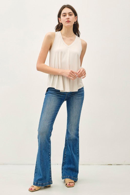 V-NECK RACERBACK TANK (ECRU)