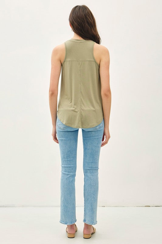BACK OF V-NECK RACERBACK TANK (SUMMER SAGE) 