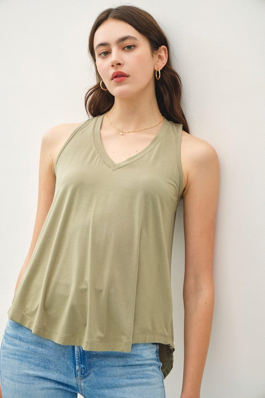 V-NECK RACERBACK TANK (SUMMER SAGE)