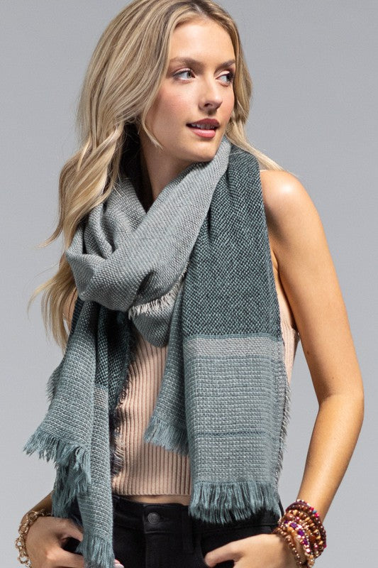 TEXTURED OBLONG SCARF (BLUE) 100% Polyester