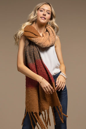 PLUSH OBLONG SCARF (ALMOND, BURGUNDY, CAMEL, DK TAUPE)