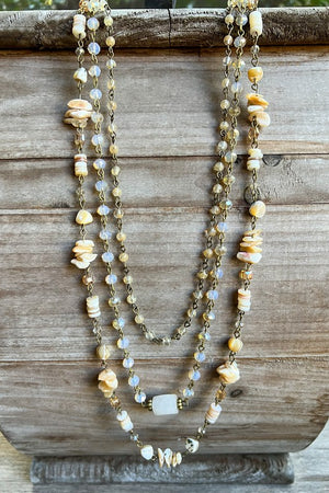 LAYERED MEDINA NECKLACE (BEIGE) made with natural stones