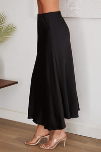 Satin Maxi Skirt in black with elastic waistband