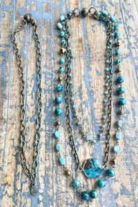 LAYERED JANET NECKLACE (TURQUOISE) with multiple pieces for flexible styling