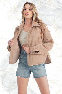 OAT PUFFER JACKET WITH ZIPPER CLOSURE AND POCKETS