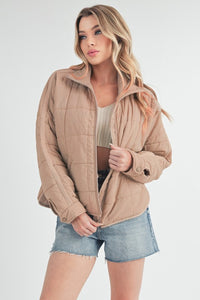 OAT PUFFER JACKET WITH ZIPPER CLOSURE AND POCKETS