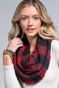 BUFFALO CHECK INFINITY SCARF (RED/BLK)