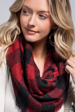 BUFFALO CHECK INFINITY SCARF (RED/BLK)