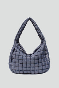 STREET LEVEL SLOUCHY QUILTED TOTE IN SLATE BLUTE