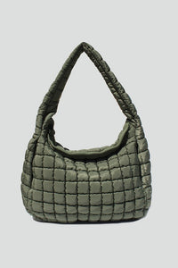 STREET LEVEL SLOUCHY QUILTED TOTE IN SAGE/WASH GREEN