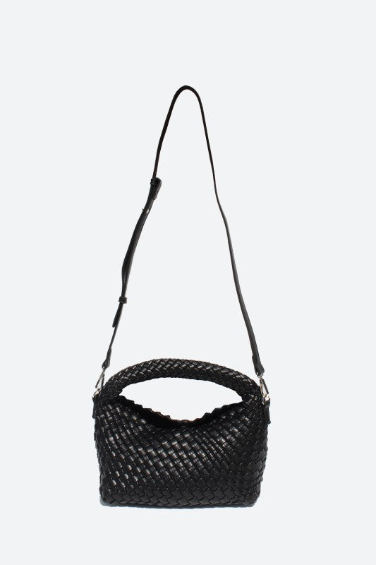 STREET LEVEL WOVEN MINI TOTE IN BLACK