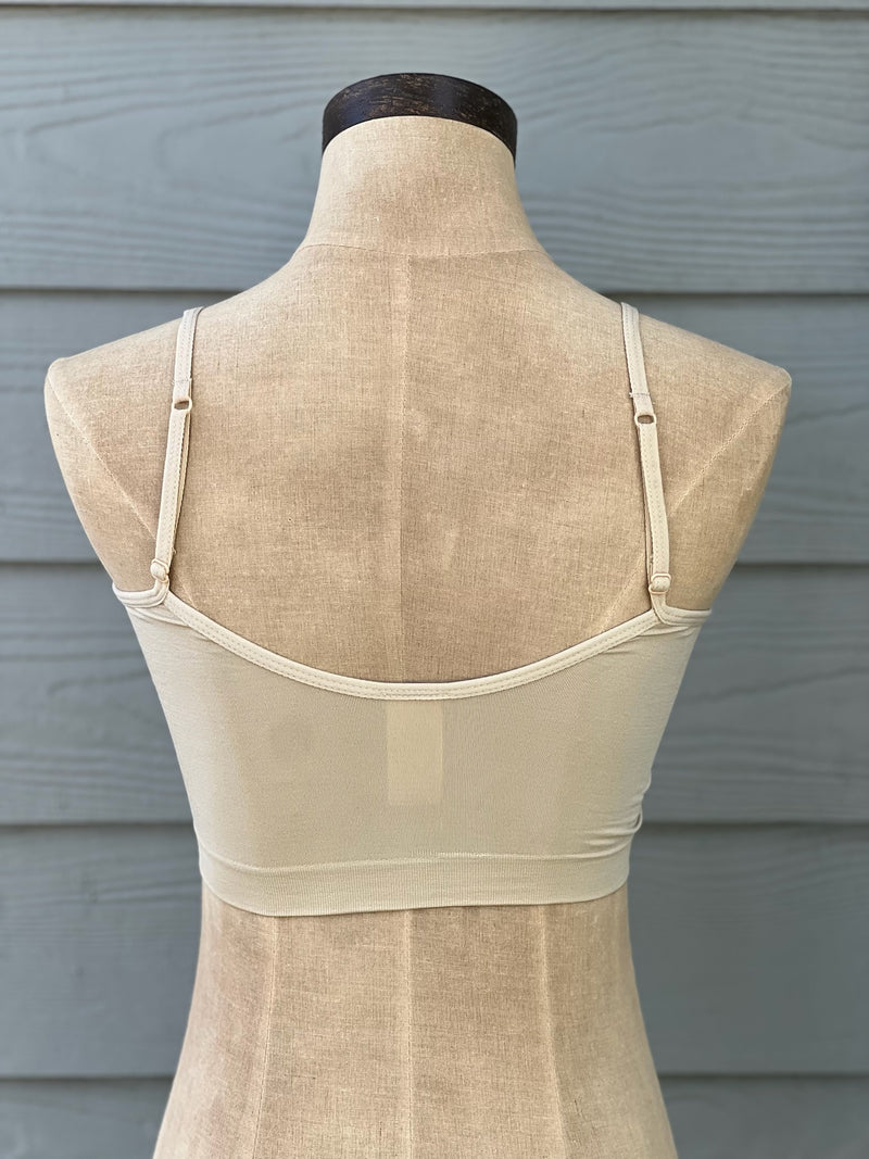 Nude adjustable strap bralette with removable padding 