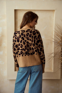 LEOPARD LOOSE FIT BUTTON UP CARDIGAN