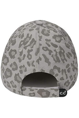 ANIMAL PRINT BASEBALL CAP (GRAY) 100% Nylon with Velcro Strap