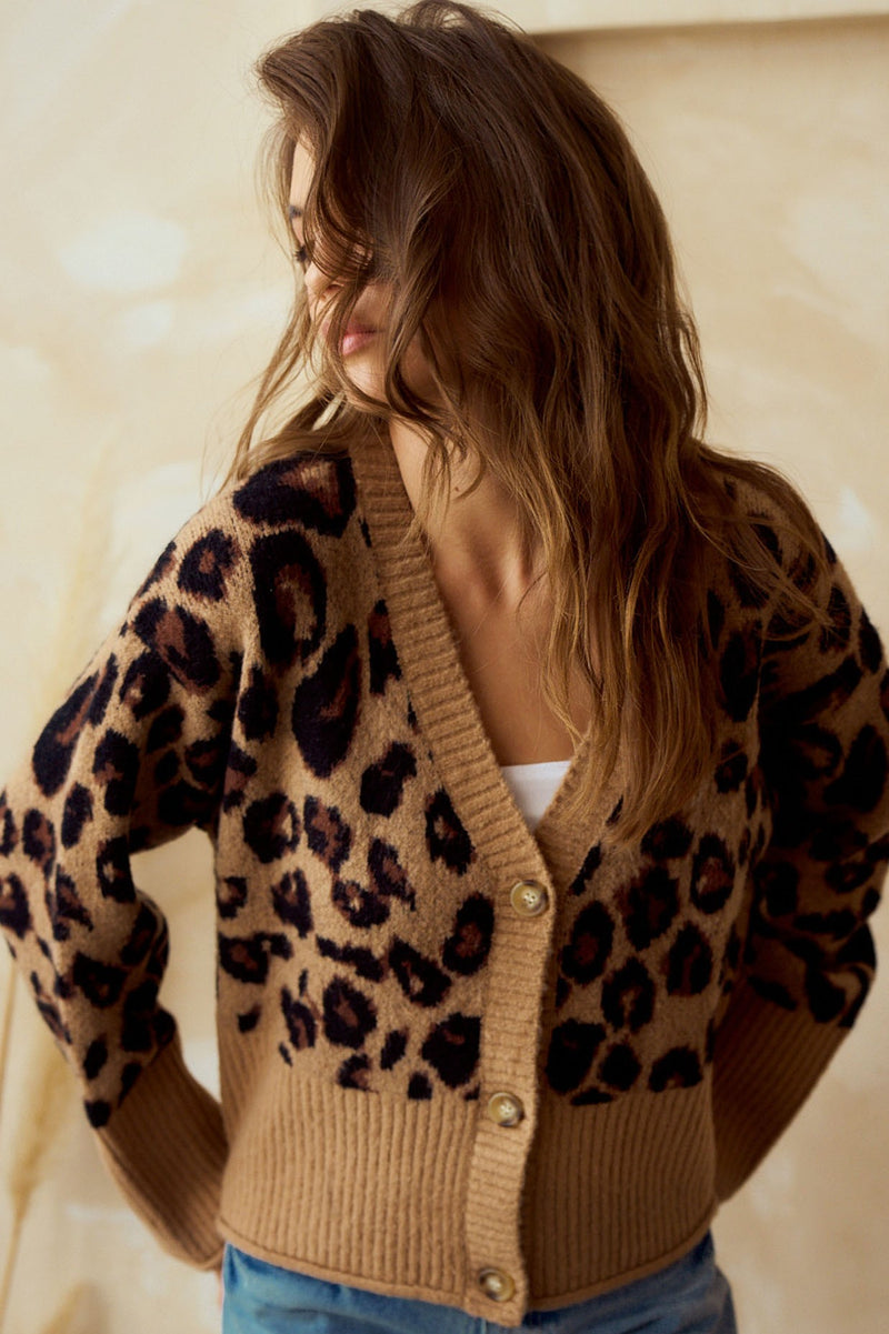 LEOPARD LOOSE FIT BUTTON UP CARDIGAN