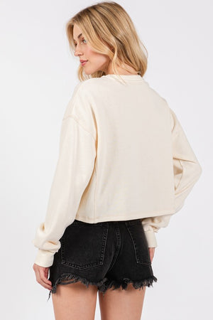 RIBBED KNIT LOUNGE TOP (CREAM)