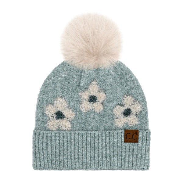 C.C DAISY BEANIE W/ POM (MINT)