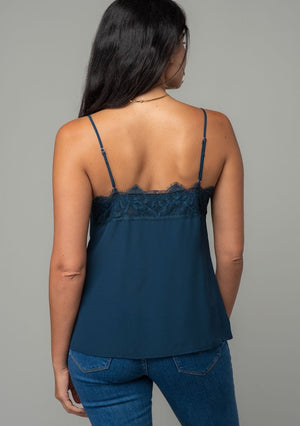 CAMI TOP WITH LACE TRIM (MIDNIGHT BLUE)