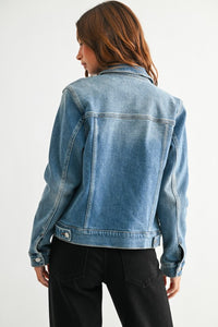 RELAXED CLASSIC DENIM JEAN JACKET (MED. WASH) BACK VIEW