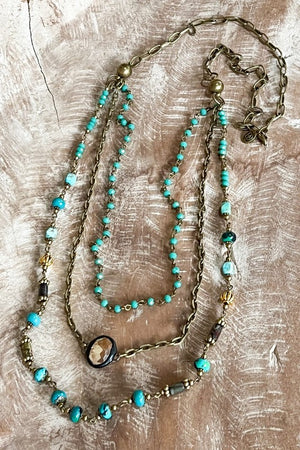 LAYERED JUSTINA NECKLACE (turquoise) made with natural stones