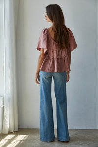 CAP SLEEVE PEASANT TOP (MAUVE)