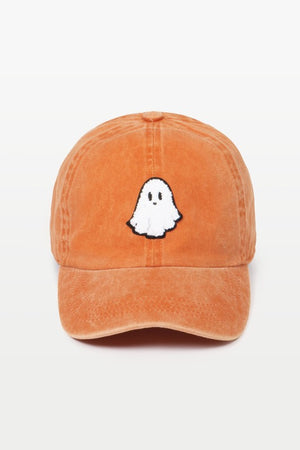 HALLOWEEN "GHOST" BASEBALL CAPS with adjustable strap in rust