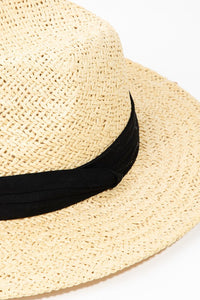 FEDORA STYLE HAT WITH BLACK BAND (IVORY OR NATURAL)