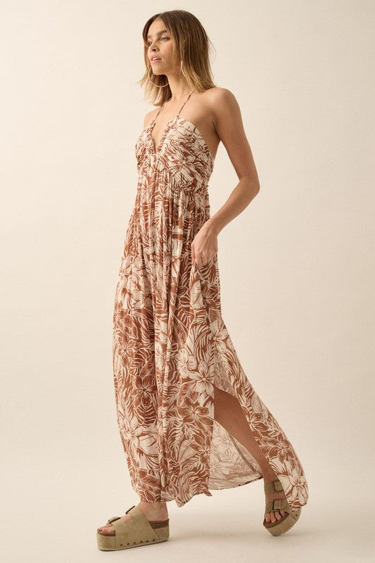 HALTER STYLE MAXI DRESS (TAUPE) Large HALTER STYLE MAXI DRESS (TAUPE) Large
