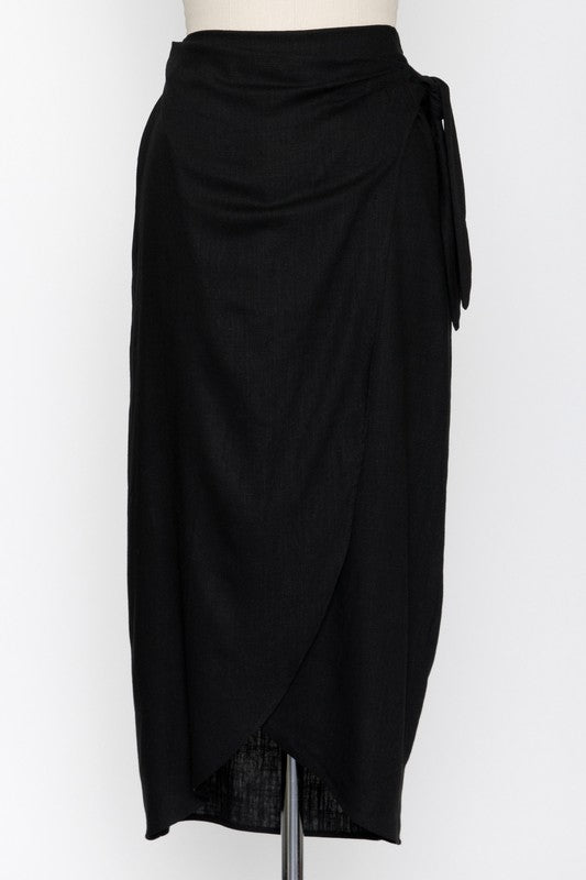 Wrap Midi Skirt in Black