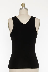 V-NECK DOUBLE LAYER TANK (BLACK)  Cotton/Spandex Blend