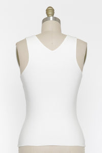 V-NECK DOUBLE LAYER TANK (Off White)  Cotton/Spandex Blend