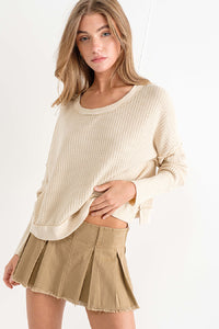 DOLMAN SLEEVE THERMAL KNIT TOP (NATURAL)