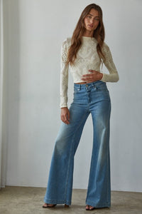 JACQUARD FISHNET LAYERING TOP (CREAM)