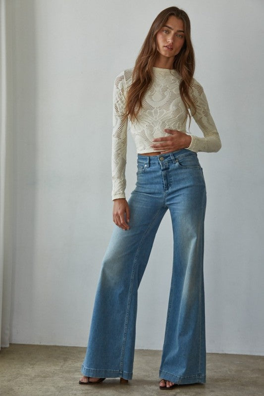 JACQUARD FISHNET LAYERING TOP (CREAM)