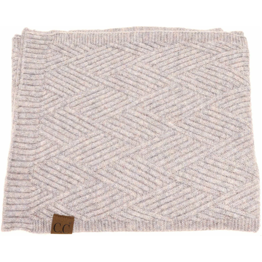 C.C HEATHERED SCARF (Periwinkle Mix) with patterned knit