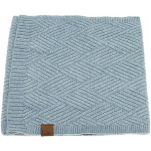 C.C HEATHERED SCARF (STEEL BLUE) with patterned knit