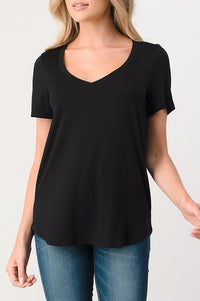 SHORT SLEEVE V-NECK TEE (BLACK) in an ultra soft modal blend