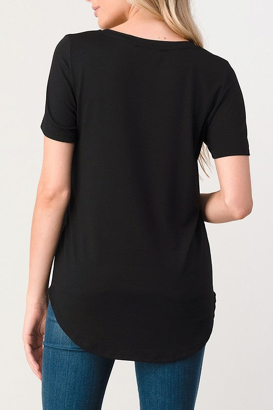 SHORT SLEEVE V-NECK TEE (BLACK) in an ultra soft modal blend